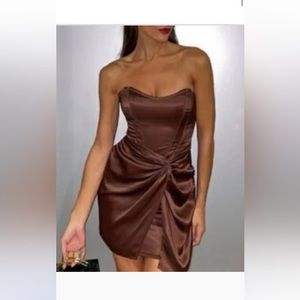 Zara brown strapless corset dress
